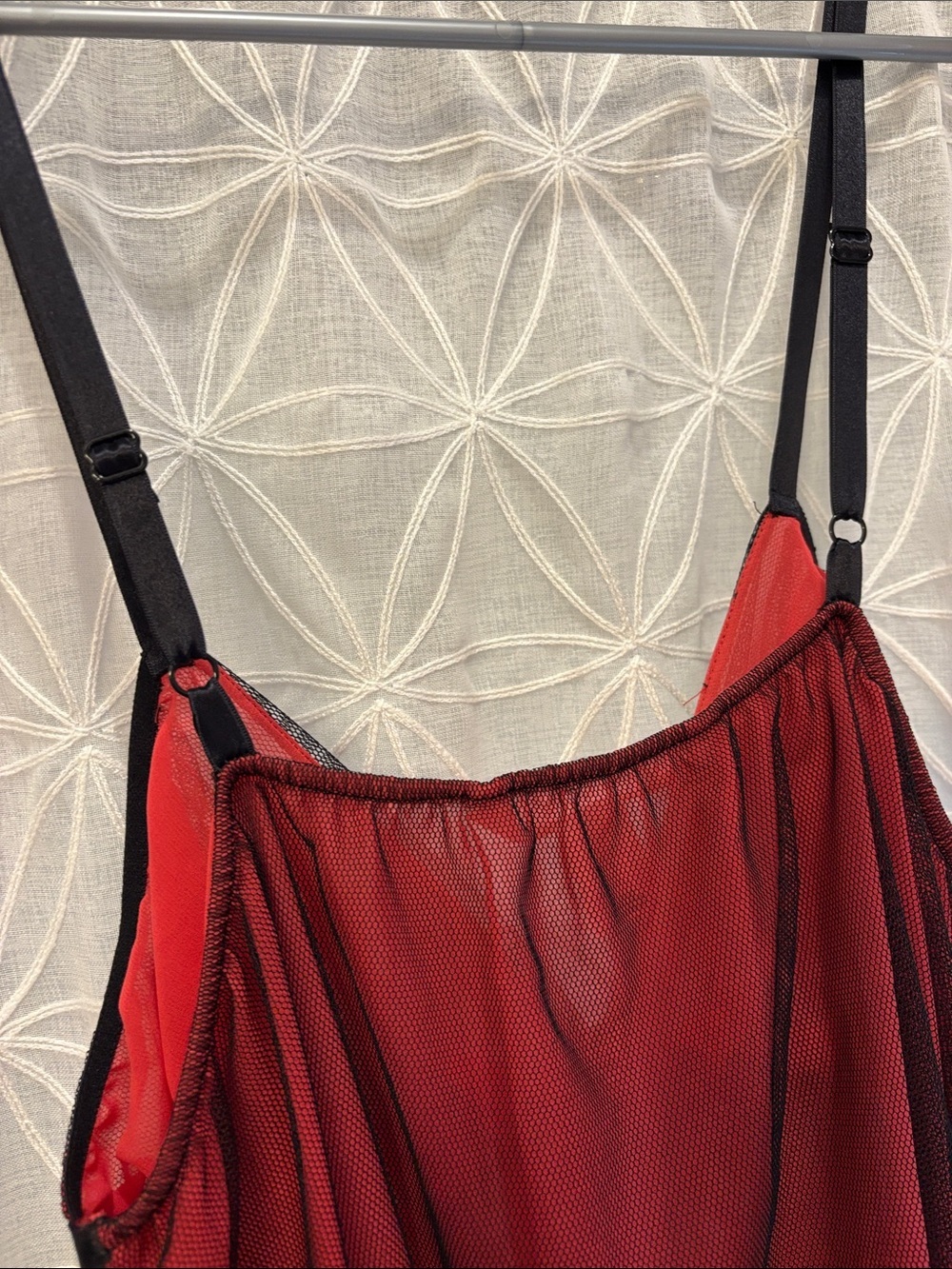Victoria's Secret Red Sheer Babydoll Chemise with Black Trim - Picture 6 of 8